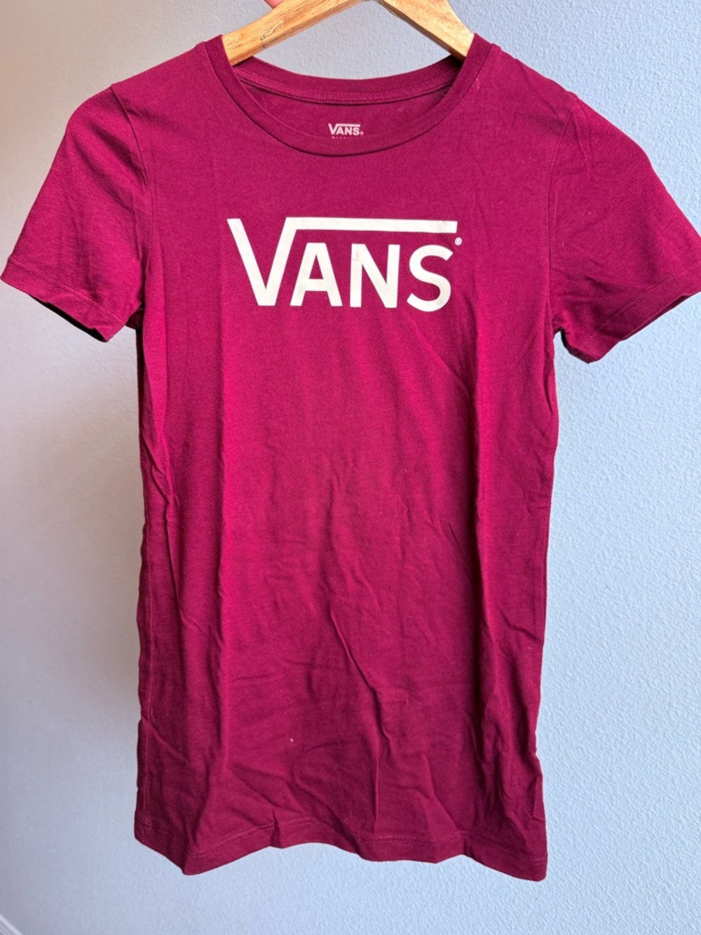 Vans Maroon Logo Tee with White Print